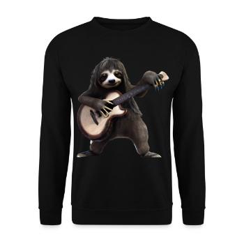 Faultier mit Gitarre - Unisex Pullover - Schwarz - Vorne - Alina (178cm) & Michal (187cm)