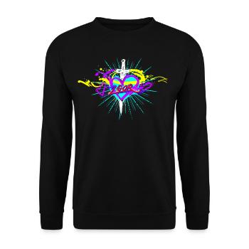 L.Gor Dolch mit Herz - Unisex Pullover - Schwarz - Vorne - Alina (178cm) & Michal (187cm)