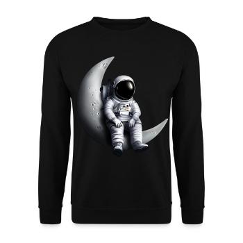 Astronaut in the crescent moon - Unisex Sweatshirt - black - Front - Alina (178cm) & Michal (187cm)