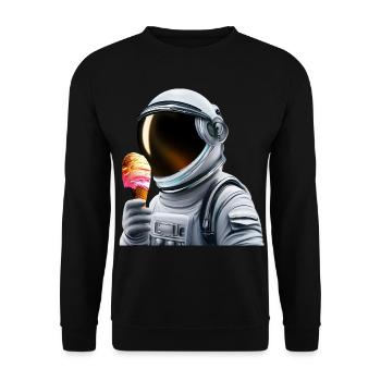 Waffle Ice Cream Astronaut - Unisex Sweatshirt - black - Front - Alina (178cm) & Michal (187cm)
