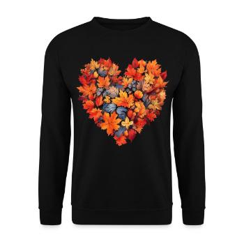 Autumn Heart Autumn Leaves - Unisex Sweatshirt - black - Front - Alina (178cm) & Michal (187cm)