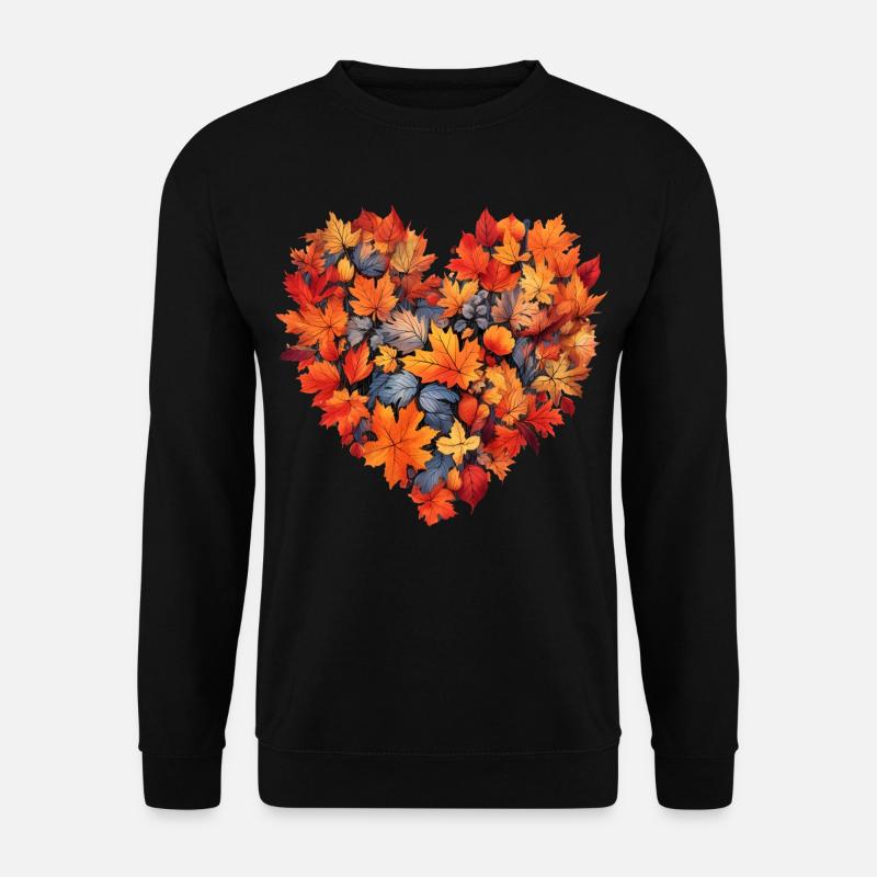 Herbst Herz Herbstlaub - Unisex Pullover - Schwarz