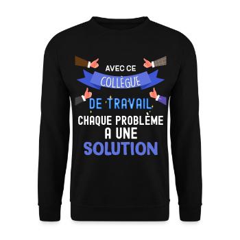 Homme Collègue de travail humour solution - Sweat-shirt Unisexe - noir - Devant - Alina (178cm) & Michal (187cm)