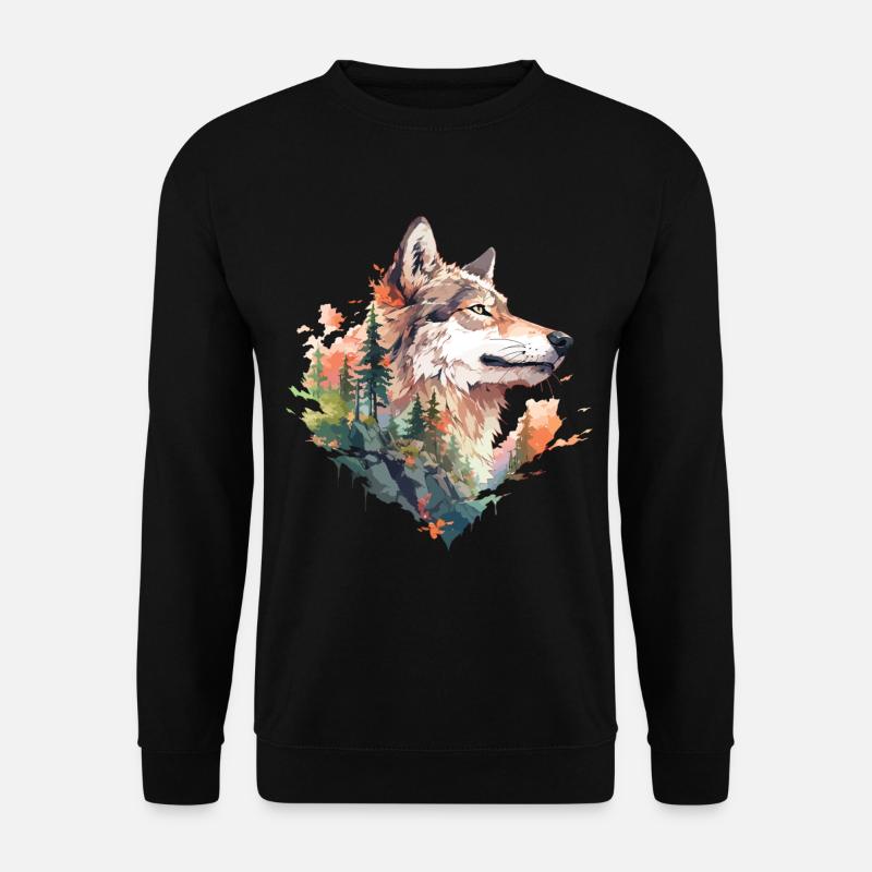 Wolf - Unisex Pullover - Schwarz