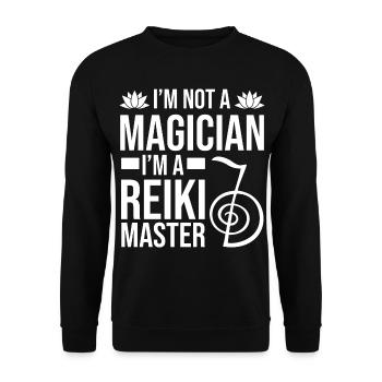 Reiki Magie | Reikimeister Meditation Geschenkidee - Unisex Pullover - Schwarz - Vorne - Alina (178cm) & Michal (187cm)