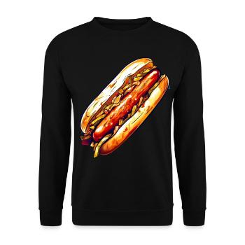 Hot Dog Würstchen Wurst für für Hot Dog - Unisex Pullover - Schwarz - Vorne - Alina (178cm) & Michal (187cm)