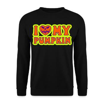 I Love My Pumpkin Halloween Costume Women Men - Unisex Sweatshirt - black - Front - Alina (178cm) & Michal (187cm)