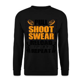 Skeet Sprüche | Wurfscheiben Tontaube Geschenkidee - Unisex Pullover - Schwarz - Vorne - Alina (178cm) & Michal (187cm)