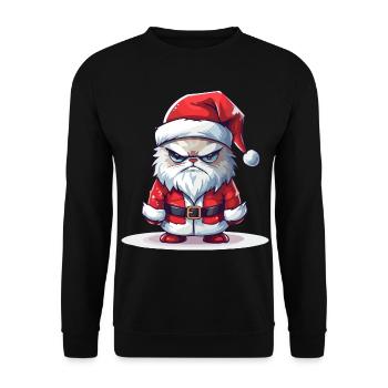 Santa Cat Weihnachtsmann Geschenk Weihnachten - Unisex Pullover - Schwarz - Vorne - Alina (178cm) & Michal (187cm)