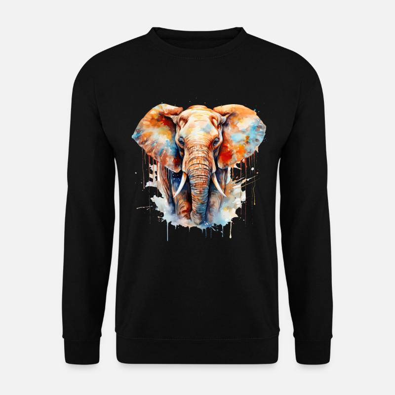 Aquarelle d’éléphant - Sweat-shirt Unisexe - noir