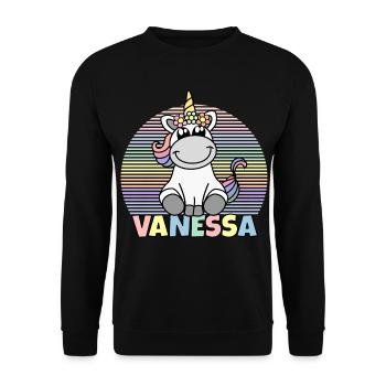 Vanessa Unicorn Name - Unisex Sweatshirt - black - Front - Alina (178cm) & Michal (187cm)
