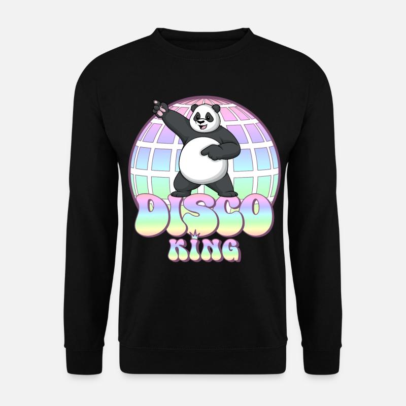 Discoking Panda 70er Jahre Discokugel Disco King - Unisex Pullover - Schwarz
