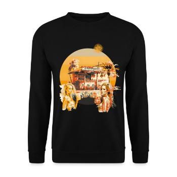 Chiringuito gelb - Unisex Pullover - Schwarz - Vorne - Alina (178cm) & Michal (187cm)