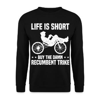 Velomobil | Recumbent Trike Triker Sport Geschenk - Unisex Pullover - Schwarz - Vorne - Alina (178cm) & Michal (187cm)