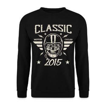 Cadeau D’anniversaire Classique Vintage Né en 2015 - Sweat-shirt Unisexe - noir - Devant - Alina (178cm) & Michal (187cm)