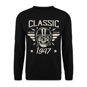 Vintage Classic Birthday Gift Born in 1947 - Unisex Sweatshirt - black - Front - Alina (178cm) & Michal (187cm)