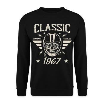 Klassisches Vintage-Geburtstagsgeschenk aus dem Jahr 1967 - Unisex Pullover - Schwarz - Vorne - Alina (178cm) & Michal (187cm)