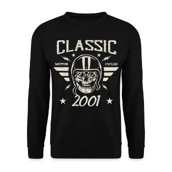 Klassisches Vintage-Geburtstagsgeschenk Jahrgang 2001 - Unisex Pullover - Schwarz - Vorne - Alina (178cm) & Michal (187cm)