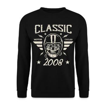 Cadeau D’anniversaire Classique Vintage Né en 2008 - Sweat-shirt Unisexe - noir - Devant - Alina (178cm) & Michal (187cm)