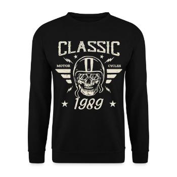 Vintage Classic Birthday Gift Born in 1989 - Unisex Sweatshirt - black - Front - Alina (178cm) & Michal (187cm)