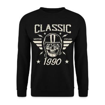 Vintage Classic Birthday Gift Born in 1990 - Unisex Sweatshirt - black - Front - Alina (178cm) & Michal (187cm)