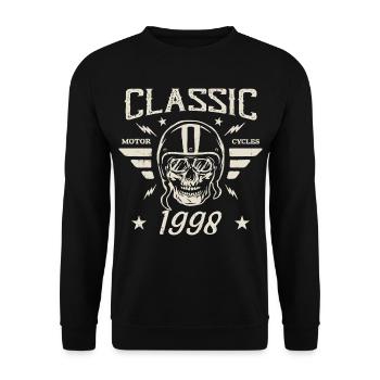 Klassisches Vintage-Geburtstagsgeschenk aus dem Jahr 1998 - Unisex Pullover - Schwarz - Vorne - Alina (178cm) & Michal (187cm)