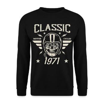 Cadeau D’anniversaire Classique Vintage Né en 1971 - Sweat-shirt Unisexe - noir - Devant - Alina (178cm) & Michal (187cm)