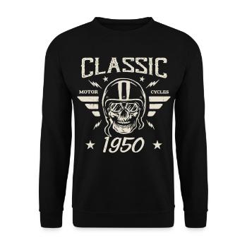 Cadeau D’anniversaire Classique Vintage Né en 1950 - Sweat-shirt Unisexe - noir - Devant - Alina (178cm) & Michal (187cm)