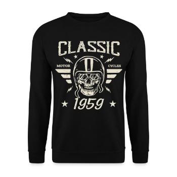 Klassisches Vintage-Geburtstagsgeschenk aus dem Jahr 1959 - Unisex Pullover - Schwarz - Vorne - Alina (178cm) & Michal (187cm)