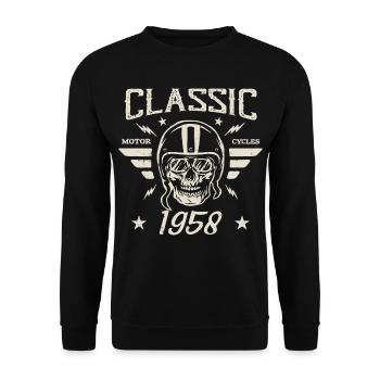 Cadeau D’anniversaire Classique Vintage Né en 1958 - Sweat-shirt Unisexe - noir - Devant - Alina (178cm) & Michal (187cm)
