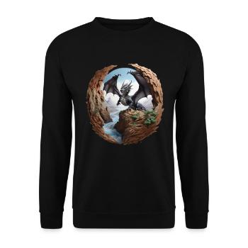 Drache - Unisex Pullover - Schwarz - Vorne - Alina (178cm) & Michal (187cm)