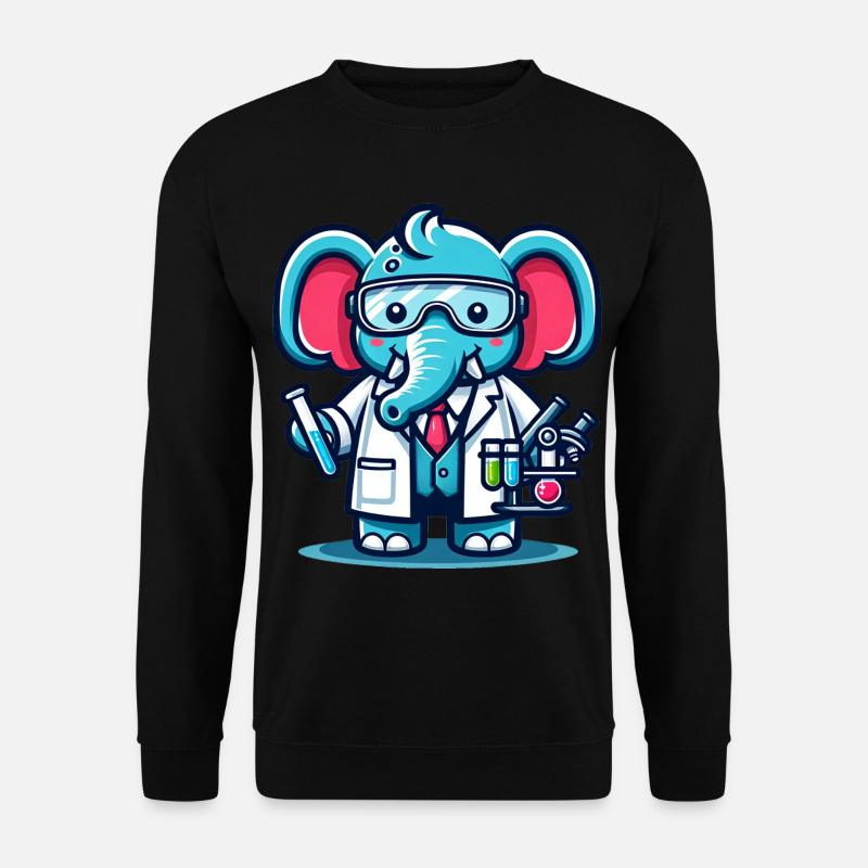 Cute Elephant Scientist - Unisex Pullover - Schwarz