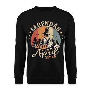 Avril 1948 Vintage Born Vintage Anniversaire - Sweat-shirt Unisexe - noir - Devant - Alina (178cm) & Michal (187cm)