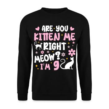 I'm 9 years old | Meow 9 Year Anniversary Gift - Unisex Sweatshirt - black - Front - Alina (178cm) & Michal (187cm)