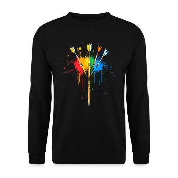 Darts Bunt Dartpfeil Geschenk - Unisex Pullover - Schwarz - Vorne - Alina (178cm) & Michal (187cm)