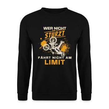 If you don't crash, you don't ride at the limit | BMX | Pain - Unisex Sweatshirt - black - Front - Alina (178cm) & Michal (187cm)