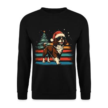 Chapeau de Noël Cavalier King Charles Spaniel - Sweat-shirt Unisexe - noir - Devant - Alina (178cm) & Michal (187cm)