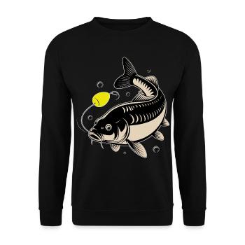 Carpe et bouillette – Le moment avant la morsure - Sweat-shirt Unisexe - noir - Devant - Alina (178cm) & Michal (187cm)