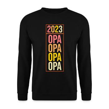 Großvater 2023 Schwanger Werdender Opa - Unisex Pullover - Schwarz - Vorne - Alina (178cm) & Michal (187cm)
