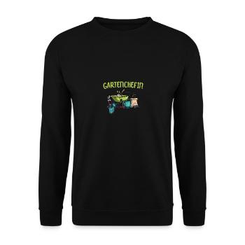 Gartenchefin Gärtnerin Hobbygärtnerin Geschenk - Unisex Pullover - Schwarz - Vorne - Alina (178cm) & Michal (187cm)