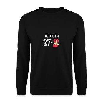 28 Jahre Geburtstag Sprüche Frauen Geschenk Idee - Unisex Pullover - Schwarz - Vorne - Alina (178cm) & Michal (187cm)