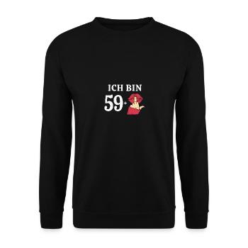 60 Jahre Geburtstagsspruch Runder Geburtstag 60. - Unisex Pullover - Schwarz - Vorne - Alina (178cm) & Michal (187cm)
