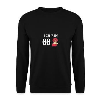 67 Jahre Geburtstagsspruch Runder Geburtstag 67. - Unisex Pullover - Schwarz - Vorne - Alina (178cm) & Michal (187cm)