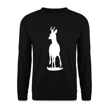 stolzer Rehbock (weiß) - Unisex Pullover - Schwarz - Vorne - Alina (178cm) & Michal (187cm)