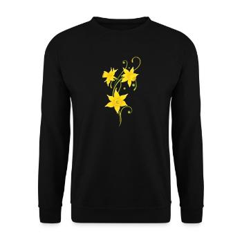 Filigree Daffodils Flowers. Spring, Easter. - Unisex Sweatshirt - black - Front - Alina (178cm) & Michal (187cm)