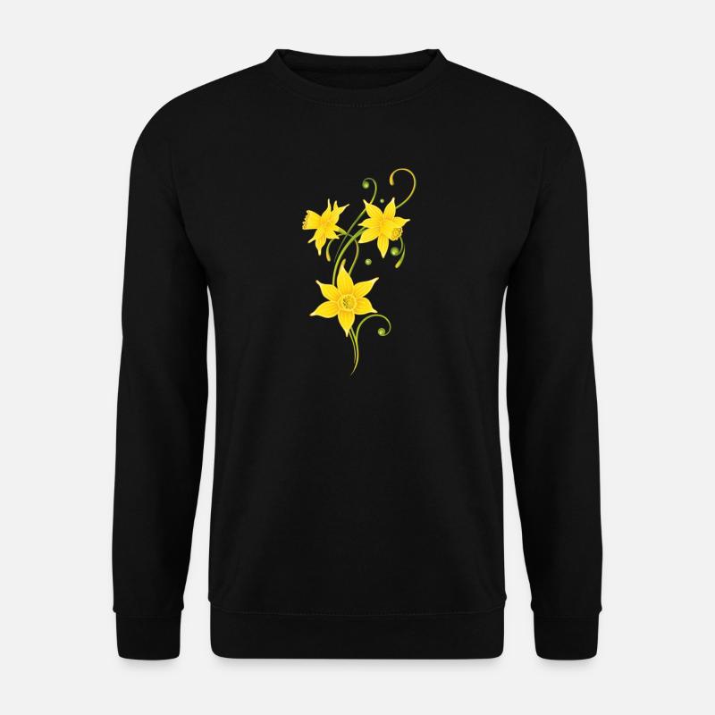 Filigree Daffodils Flowers. Spring, Easter. - Unisex Sweatshirt - black