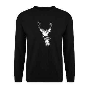 A white deer head - Unisex Sweatshirt - black - Front - Alina (178cm) & Michal (187cm)