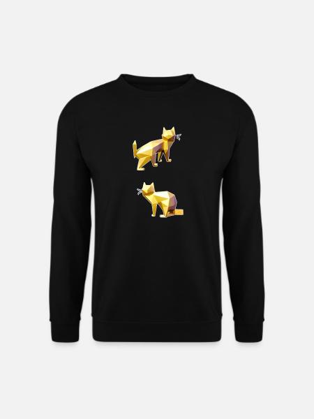 Goldene Polygonkatzen Facettenkunst - Unisex Pullover - Schwarz