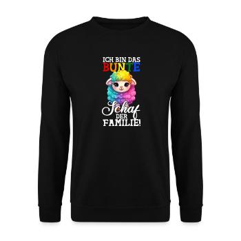 Bunte Schaf der Familie - Regenbogen LGBTQ - Unisex Pullover - Schwarz - Vorne - Alina (178cm) & Michal (187cm)