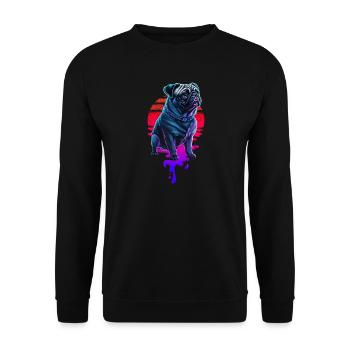 Retro Pug Dog Sunset - Unisex Sweatshirt - black - Front - Alina (178cm) & Michal (187cm)